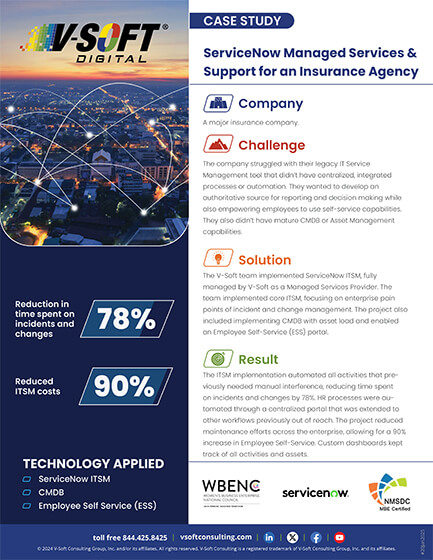 ServiceNow Managed Services & Support for an Insurance Agency